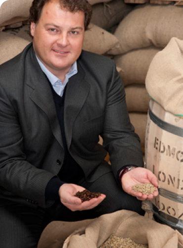 Gian Luca Venturelli with coffee beans